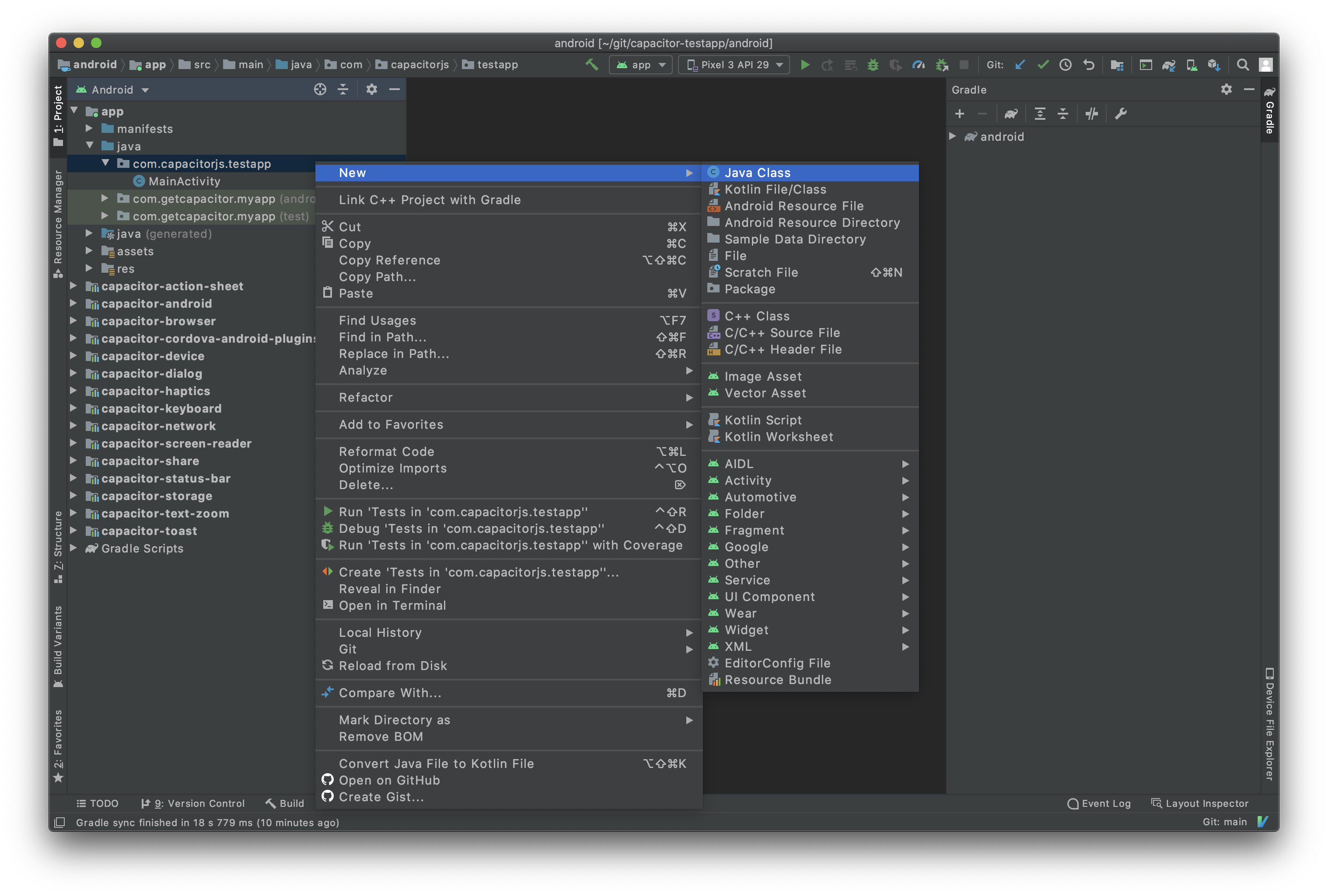 Android Studio app package